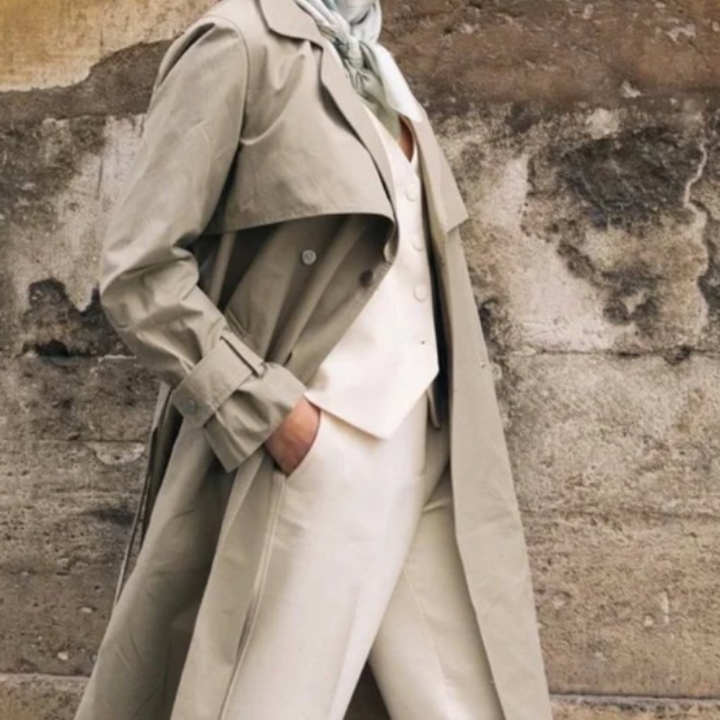 Nwt Jane Post Tan Italian Cotton Modern Snap Trench Coat Jacket Sz Xs — image 2 of 8